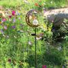 Fairy Moon Solar Garden Stake Light, Waterproof Half Moon LED Pathway Decor, Crackle Glass Ball LED Light, Metal Crescent Lamp for Outside Yard Patio