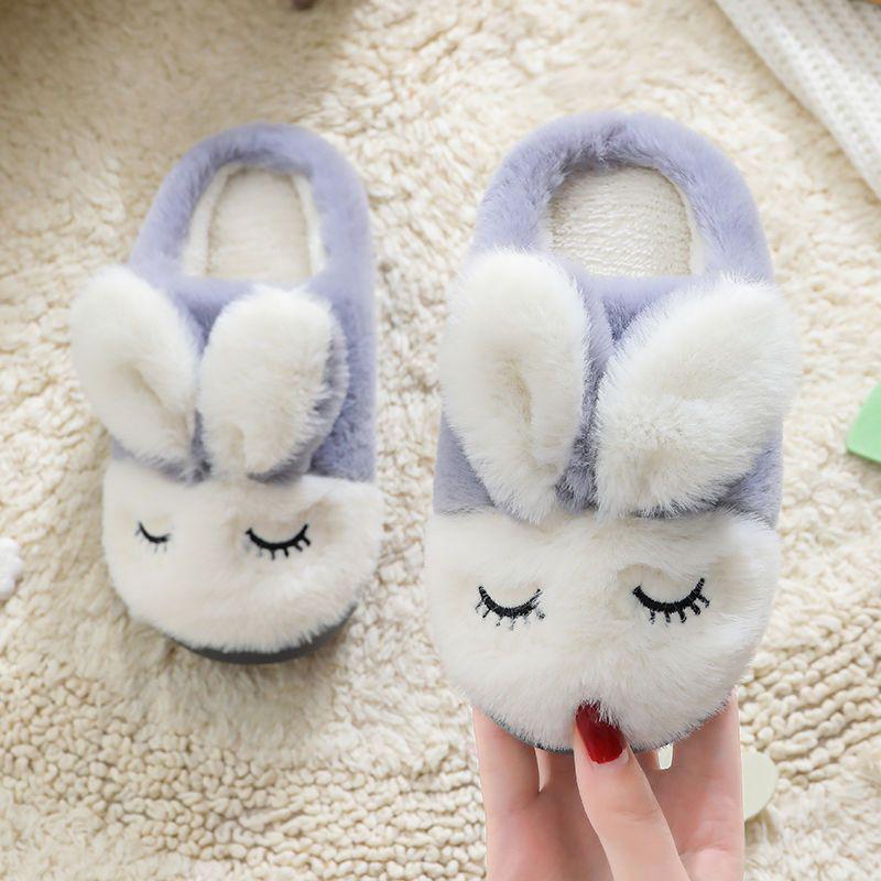 Kinder Cartoon Konijn Katoenen Pantoffels voor Binnengebruik - Schattig Wintervoetwerk voor Jongens & Meisjes