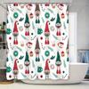 Christmas Decor Shower Curtain Fabric Bathroom Set Gnomes, Cupcakes Donuts Festive Print Waterproof Bath Liner Red Green White (