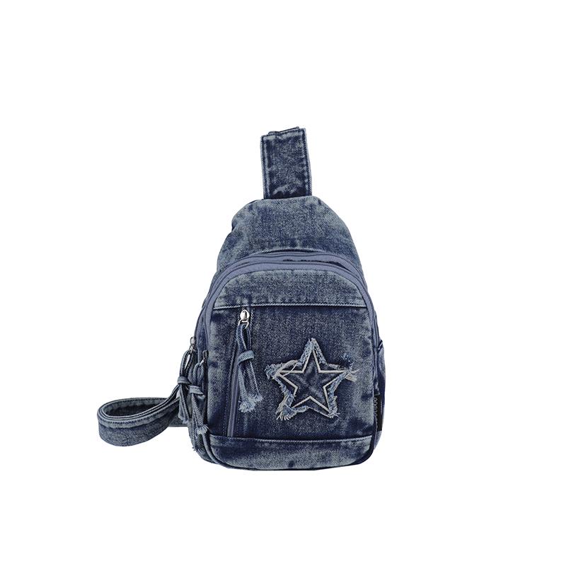 Denim Shoulder Bag Women's Large Capacity Crossbody Bag Commuter Chest Bag