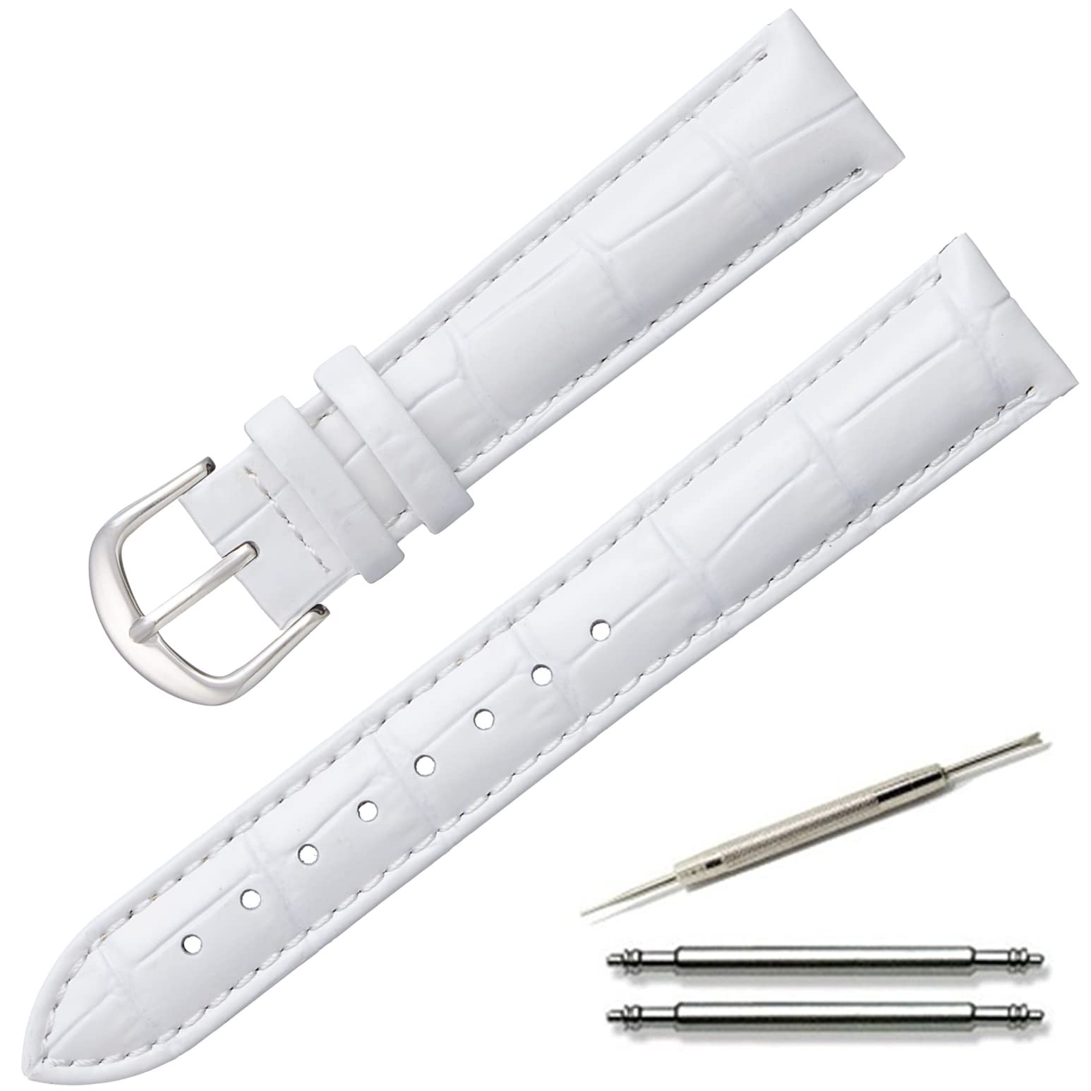 

Calme Watch Strap, Genuine, Crocodile-Embossed, Leather Band, Replacement Strap, 0.5-0.9” (12 - 22 mm),