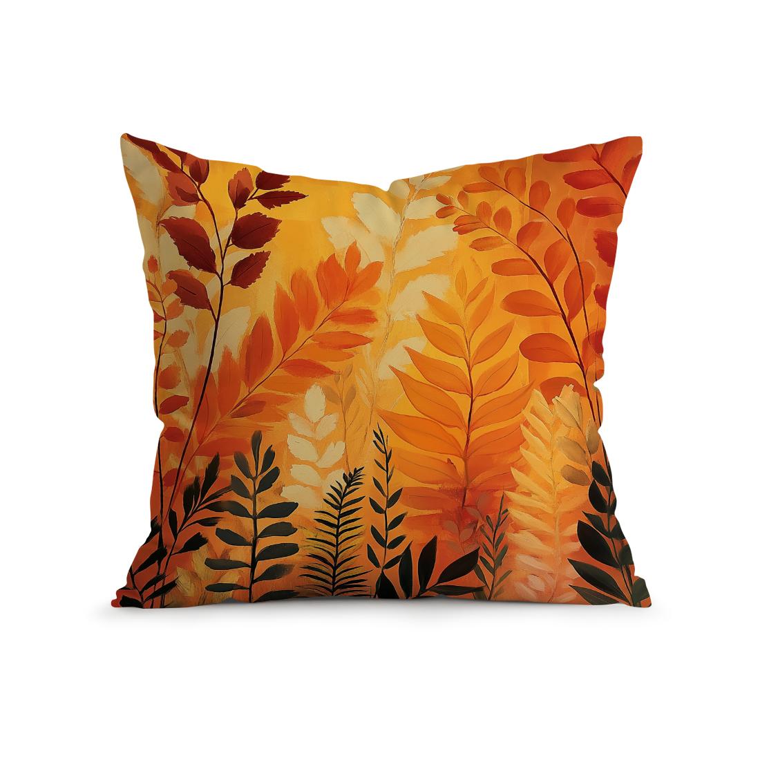 Herfstplanten Kussens Kussensloop Polyester Kussenhoes Sierkussen Bank Decoratie Kussenhoes Huisdecoratie 45x45cm orange