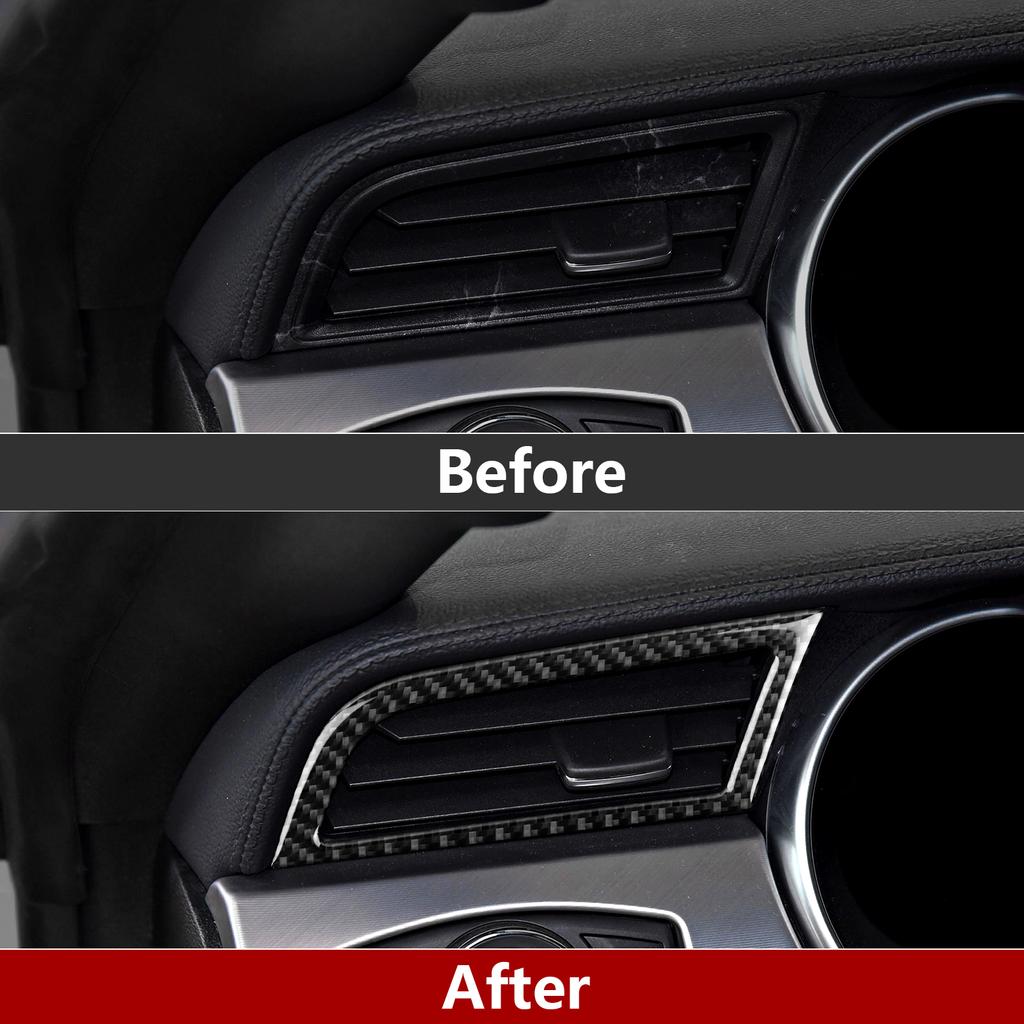Carbon Fiber Car Dashboard Air Conditioner Outlet Vent Sticker Interior Decal For Ford Mustang GT 2015- Car