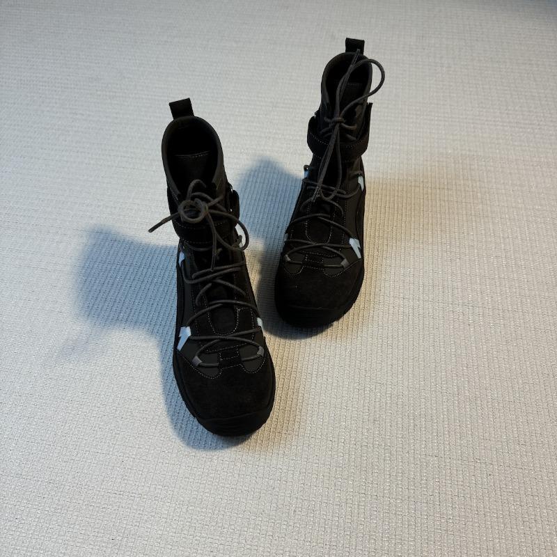 Color Matching Straps "Ballet Style Short Boots Round Head Soft Platform Sports Versatile Fashionable Hiking Shoes Thin Boots Short Boots