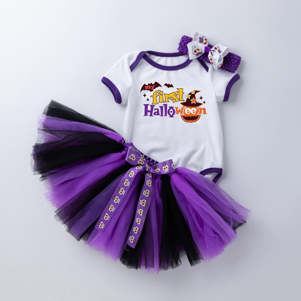 Baby Girls Kids Skirts Set 3PC Romper+Skirts+Headband Halloween Outfits