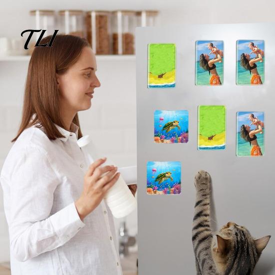 Magnetic Photo Frame Set 10/20/50Pcs DIY Fridge Magnet Kit, Clear Acrylic with Adhesive Backing, Custom Picture Making for Crafts Kit