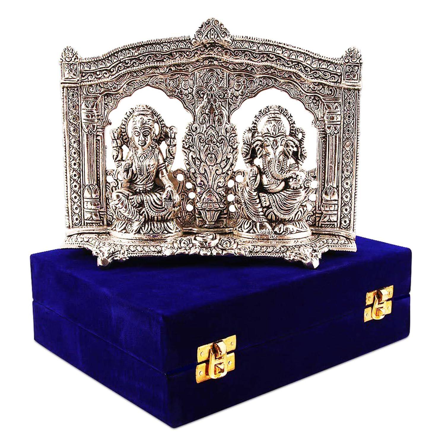 ®–Plated Laxmi Ganesh Idol- Gift for Diwali, Housewarming,Wedding- Home & Pooja Room Décor Silver