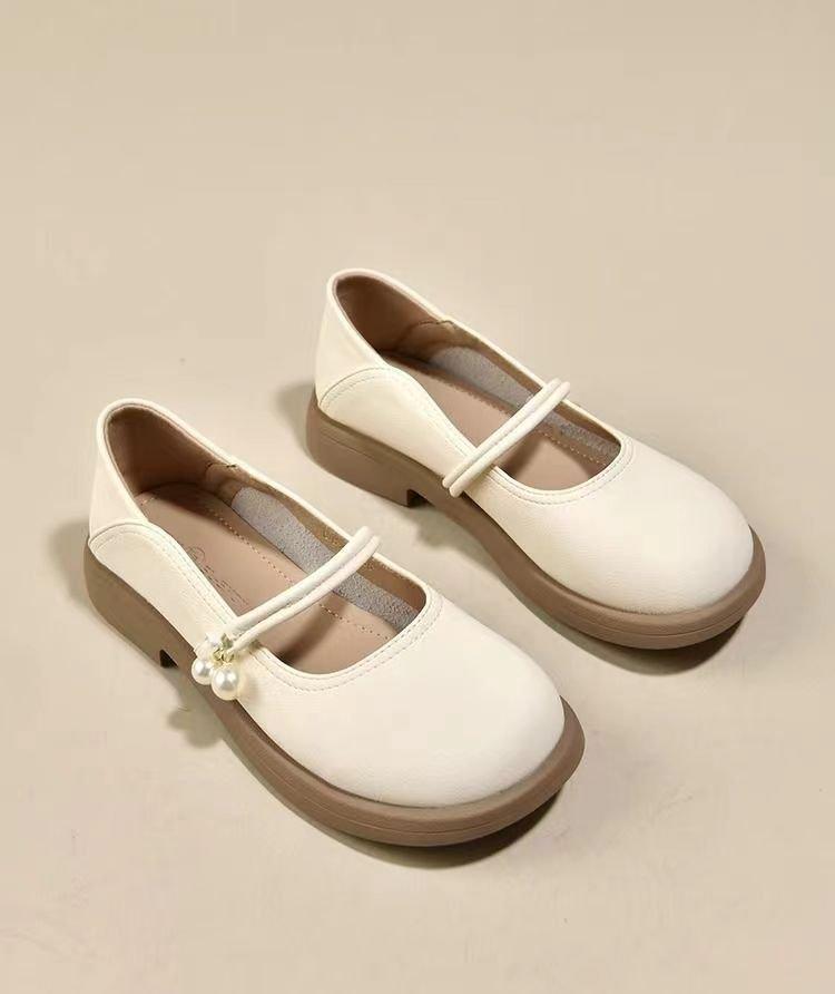 Coarse heel small leather shoes women's spring Mary Jane women's shoes 2025 new low heel beanie shoes with skirt loafers