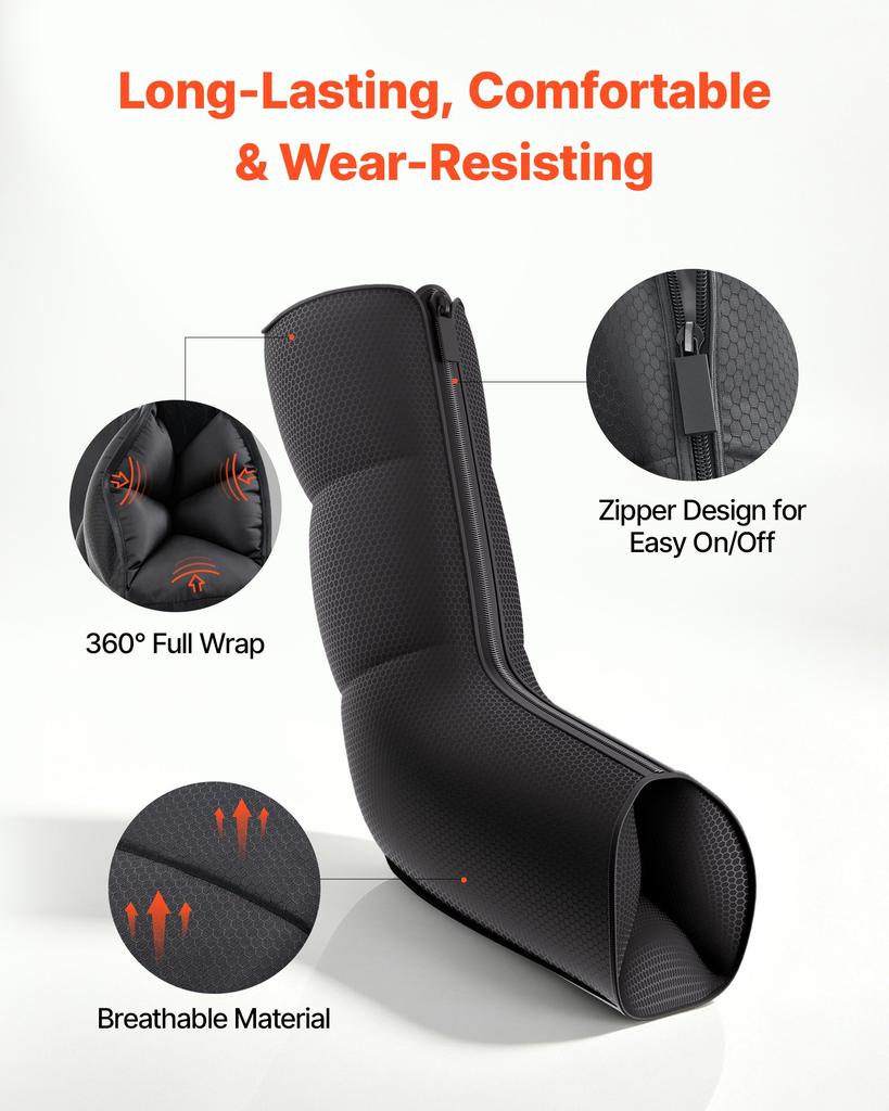 VEVOR Leg Compression Massager 3 Heat Settings Air Compression Leg Massager, For Daily Relaxation, 6 Modes, 3 Massage Intensities