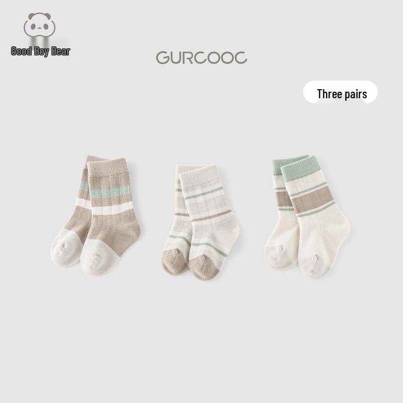 Guaiqi Bear Newborn Baby Mid-Calf Socks (3 Pairs) 0-6 Months