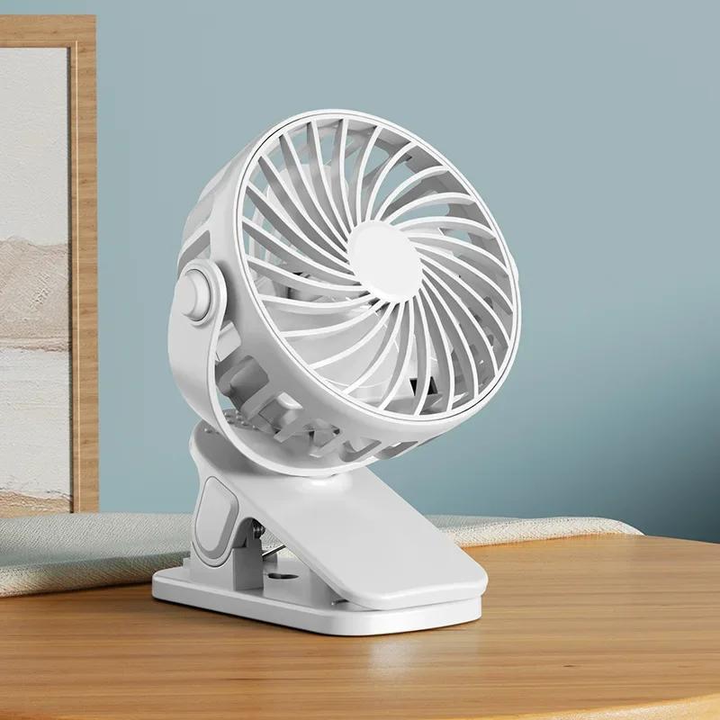 720° drehbarer Clip-Ventilator Mini-Kühlventilator Eingebaute Nachtlampe USB-wiederaufladbar Persönlicher tragbarer Ventilator für Outdoor-Camping Ventilador