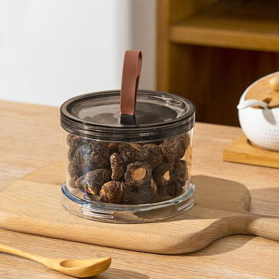 Sealed Spice Jar Airtight Seasoning Storage Organizer Round Stackable Clear Spice Bottle with Handle for Kitchen Counter Pantry
