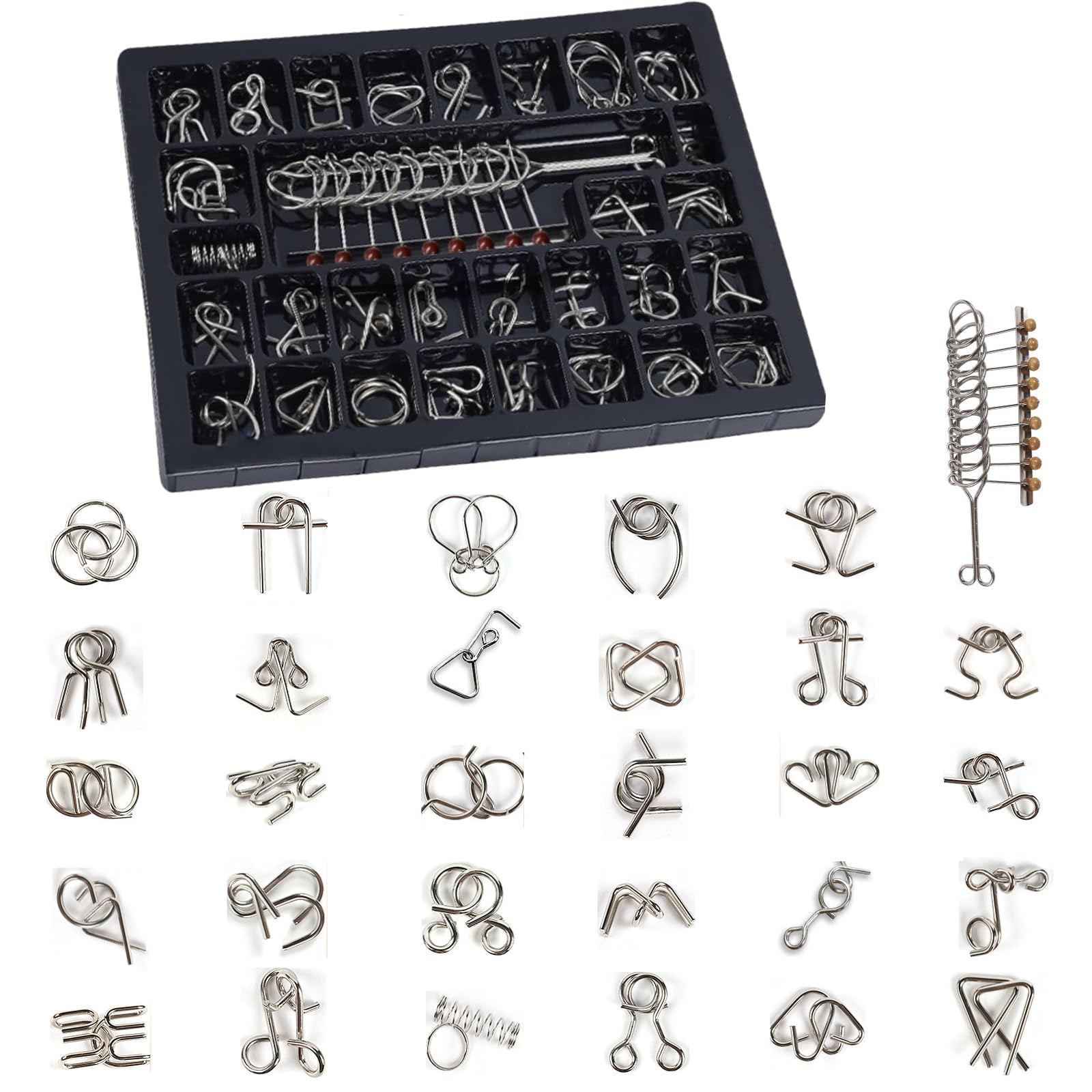 

Набор колец-головоломок Ailunate для взрослых и сложный образовательный набор для тренировки мозга 30 типов для детей, головоломки, кольца, тренировка, металл, игрушка,