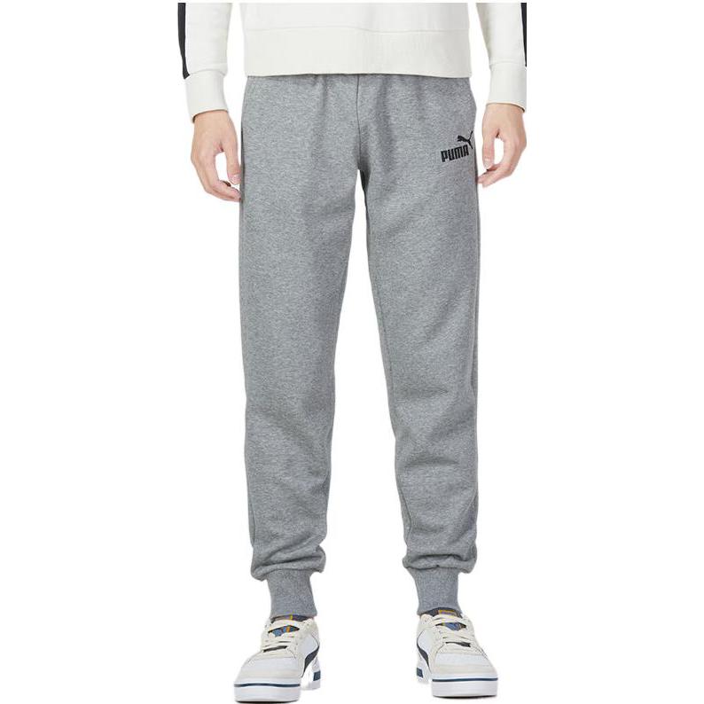 PUMA Solid Color Logo Joggers Men Bottoms Gray 846385-03