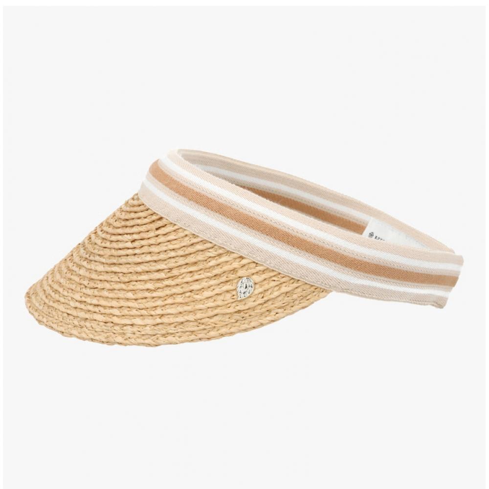 Helen Kaminski Bianka 8 Natural Nuga Stripe Visor Sun Cap