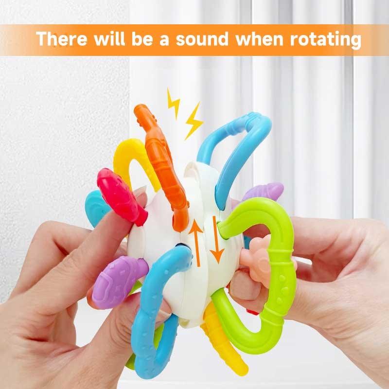 Twister Ball Teether Activity Toy With Rattle And Bright Fun Colors Sensory Toy To Fine Motor Skills