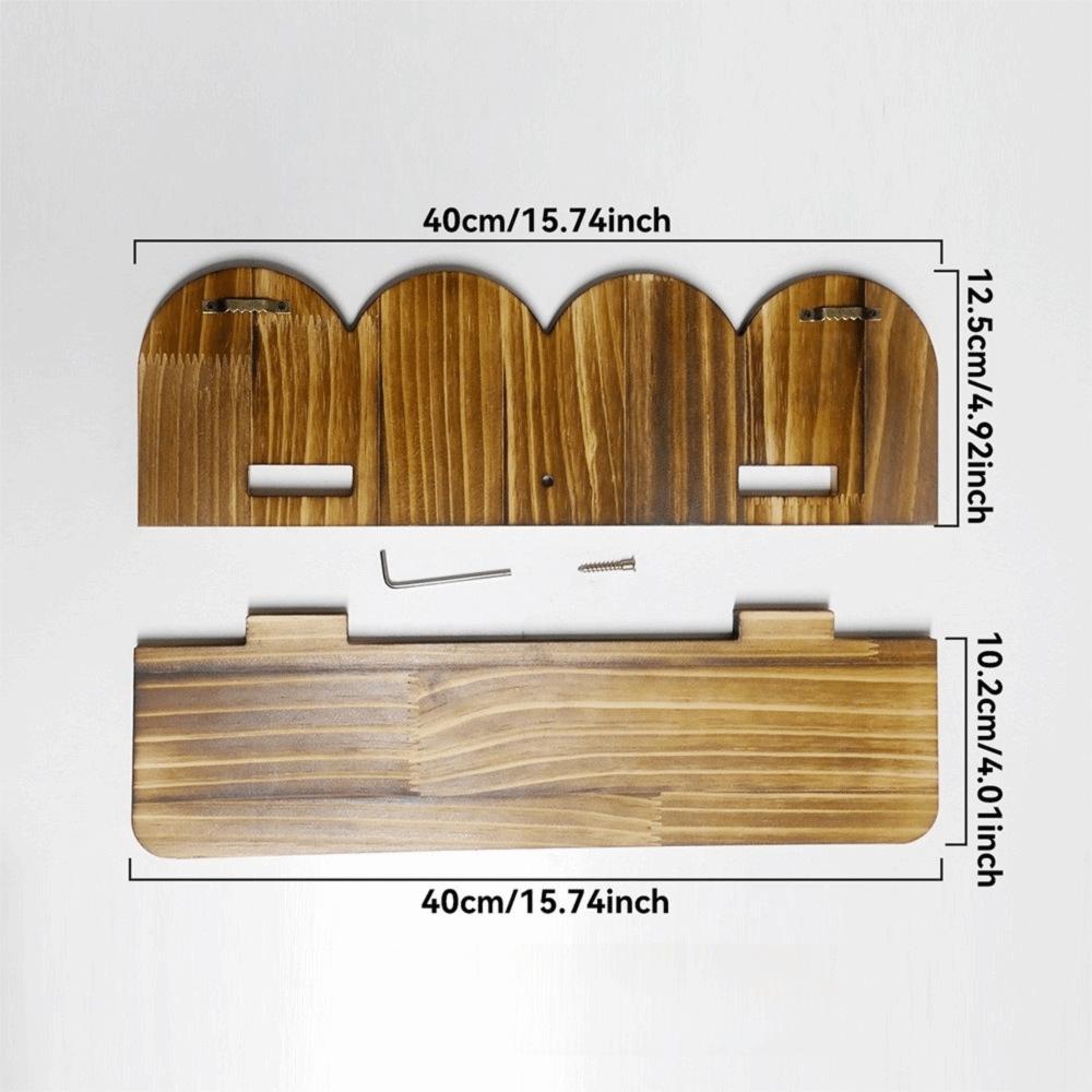 Wall Mounted Boho Wooden Shelves Rainbow Design Geometric Arched Wall Shelves Floating Threaded Multi-Layer