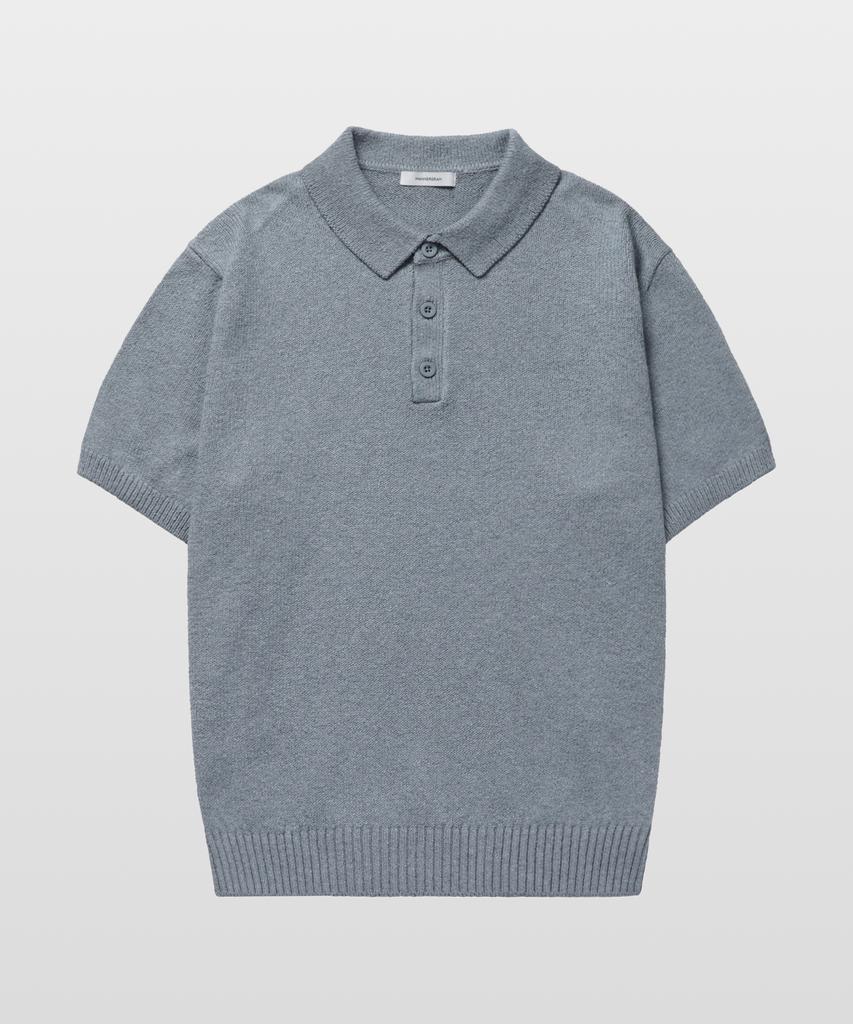 MANNERGRAM Upw Washable Cotton Polo Short Sleeve Knit Mogador Blue