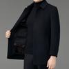 Double-sided woolen cashmere coat for men, medium-length, thickened daddy rex rabbit fur lining, middle-aged woolen woolen lapel coat
