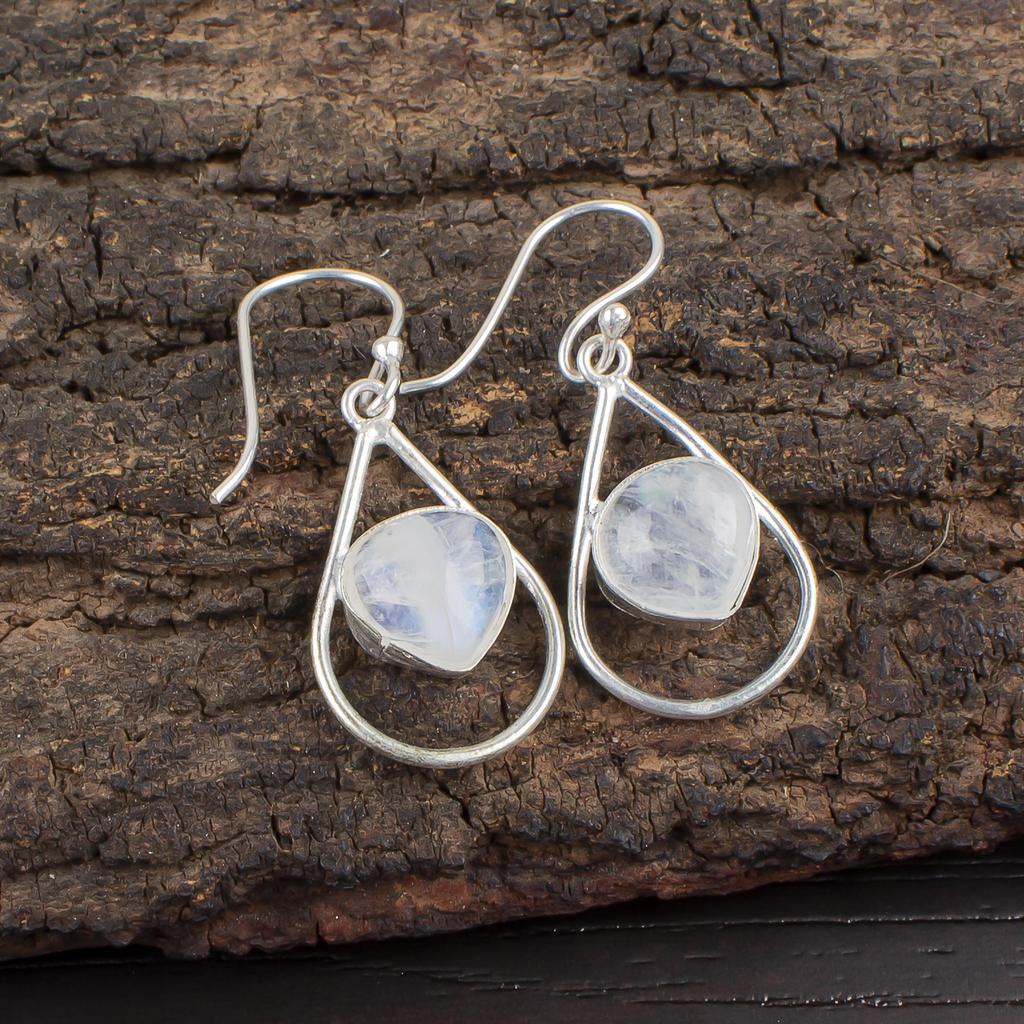 Regenbogenmondstein Schmuck, 925 Massiv Sterlingsilber Anhänger Schmuck, Handgefertigte Ohrring Edelstein Schmuck Für Frauen