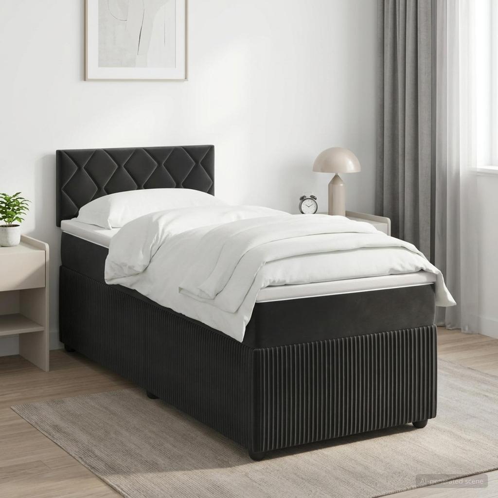 Box Spring Bed with Mattress Black 80 x 200 cm Velvet