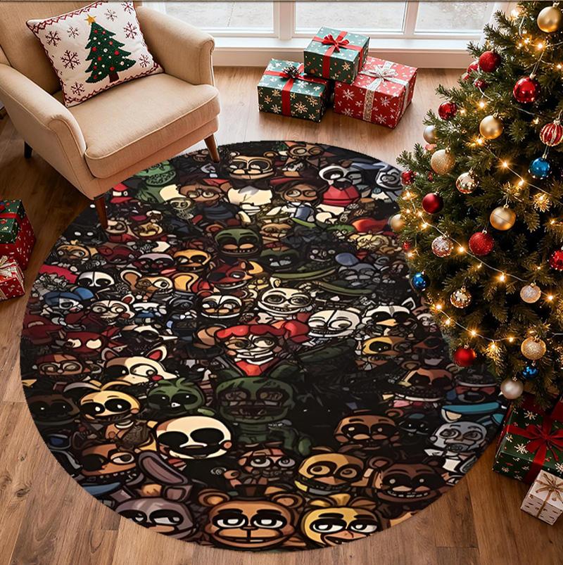 Five Nights at Freddy's Pattern Round Rug, Indoor/Outdoor Mat, for Picnic, Gameroom, Bedroom, Office, Living Room, Home Decor Carpet, Birthday Gift