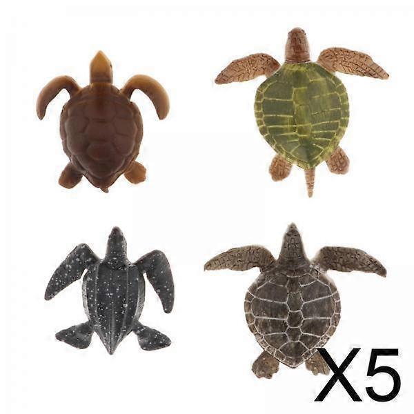 5x 4pcs Turtle Models for Marine Play and Cake Decoration