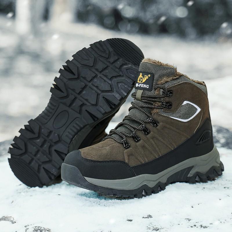 Kids Shoes Mens High-Top Hiking Boots Winter Outdoor Walking Shoes Rubber Sole Warm Lined Trail Footwear
