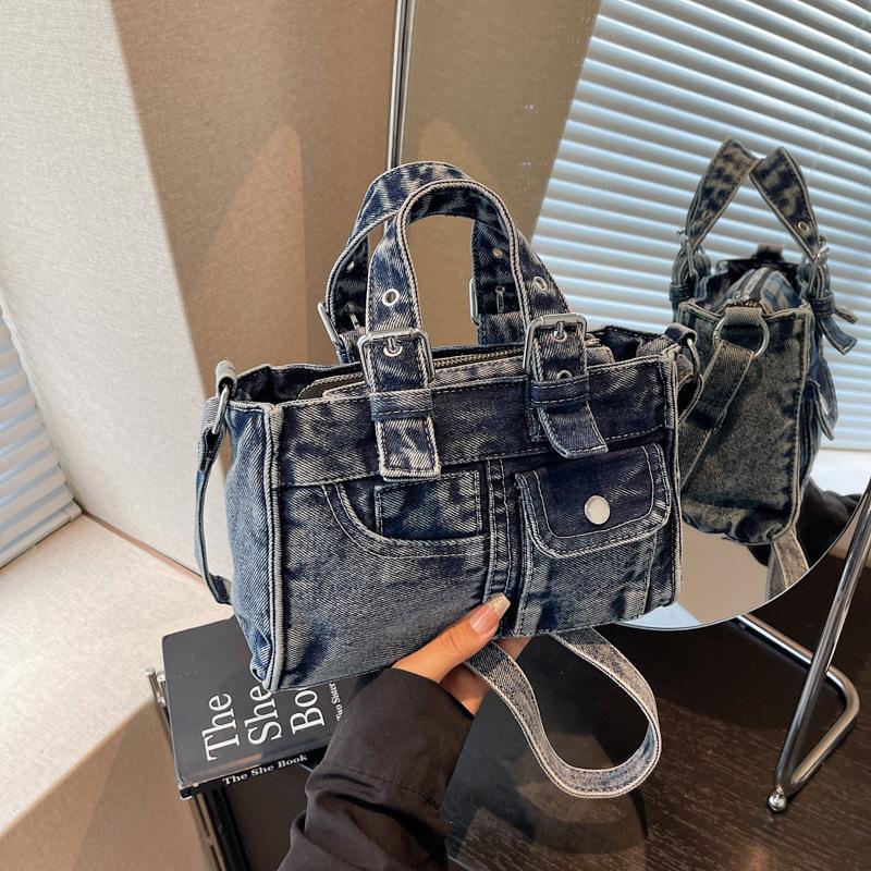 

Нишевая ретро универсальная сумка из вываренного денима, новая наплечная сумка-мессенджер, модная повседневная сумка джинсовый синий