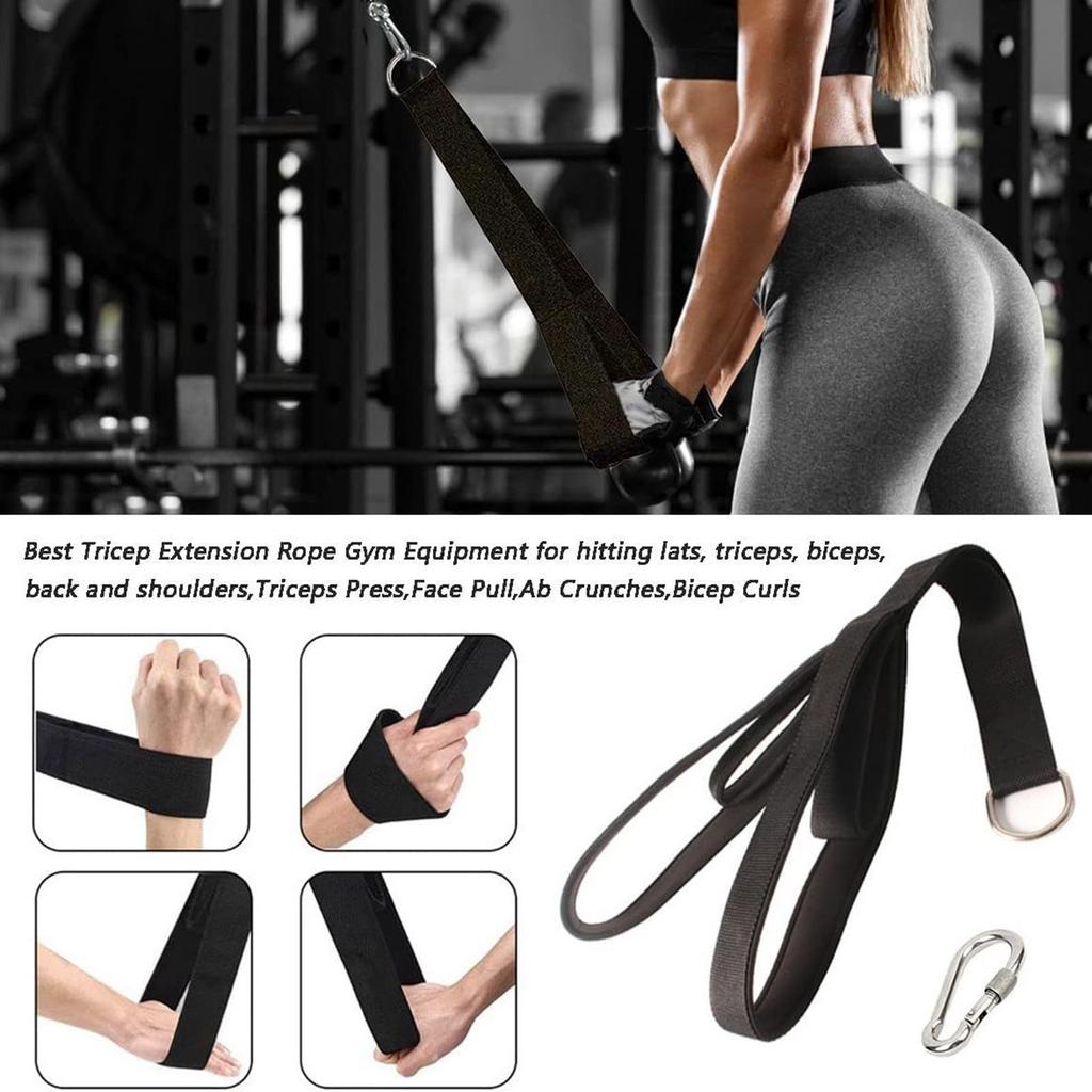 Tricep Rope Cable Attachment Long Pull Down Rope Anti-slip Tricep Rope with 2 Handle Loop for Gym/Home Use Enduring