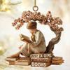 Yousheng Just A Girl Who Loves Book Christmas Ornament 2D Flat Acrylic Reading Lovers Hanging Ornament Gifts for Readers Book Lover Students Teachers