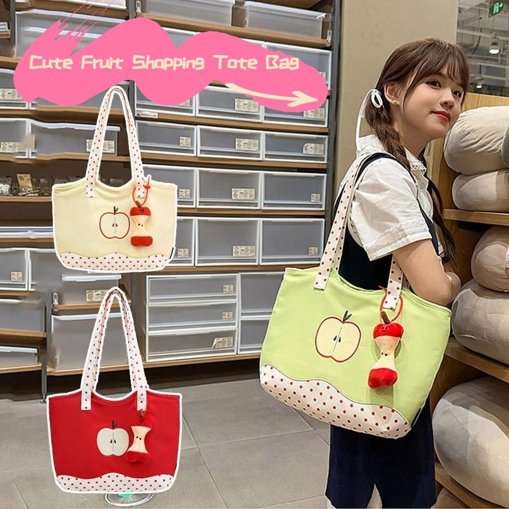 Message Bag Funny Handbag Solid Color Nylon Tote Bag All-match Fruits Shoulder Bag  Travel