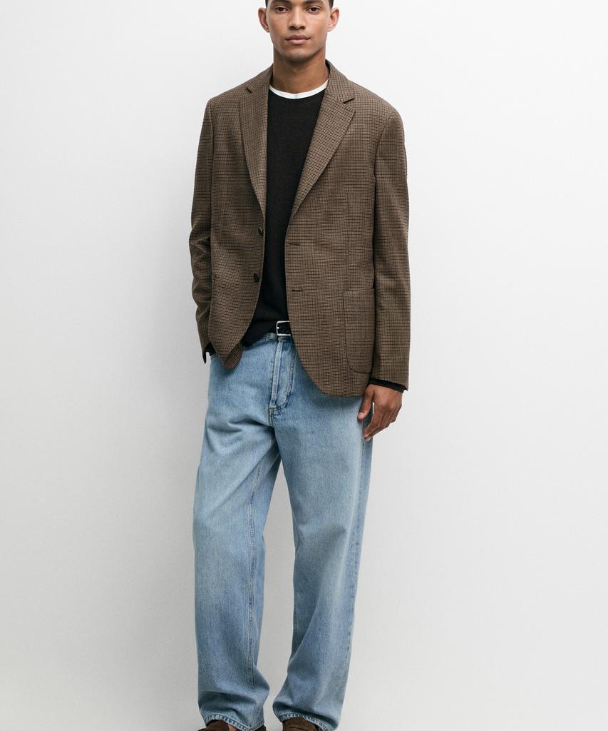 Massimo Dutti 100% Wool Houndstooth Blazer