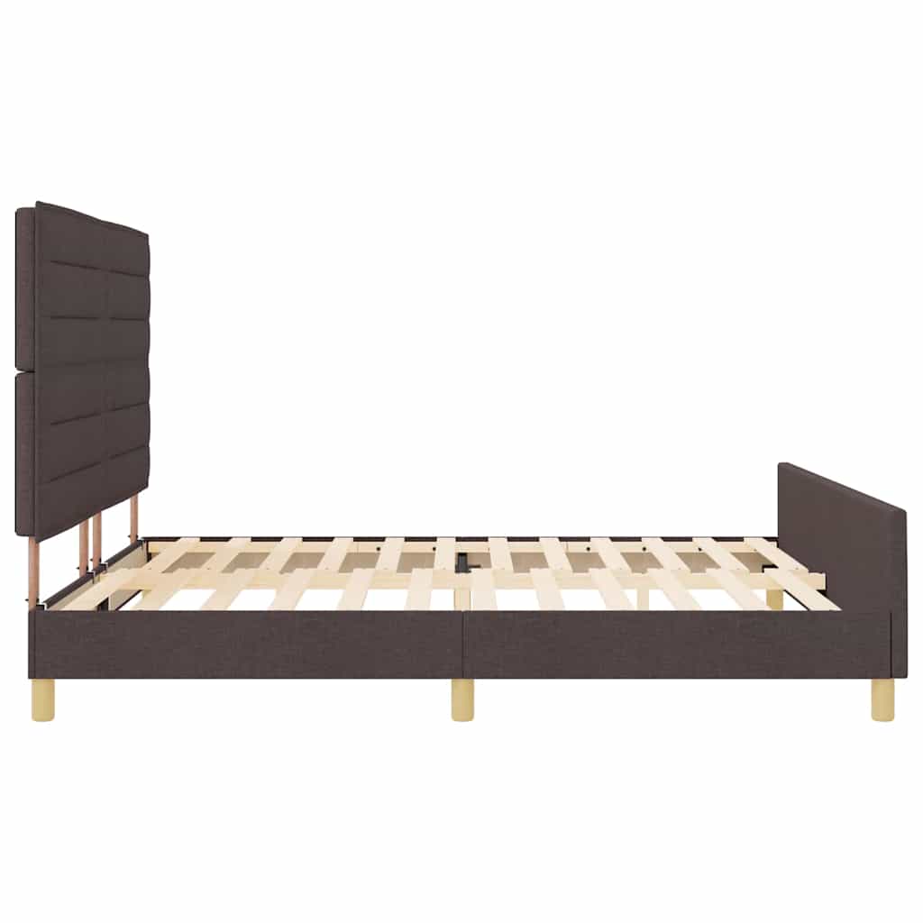 Bed Frame with Headboard Dark Brown 180 x 200 cm Fabric