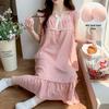 Women's Summer Woven Cotton Camisole Nightgown with Built-in Bra - Princess Style Loungewear & Outdoor Mid-Length Skirt