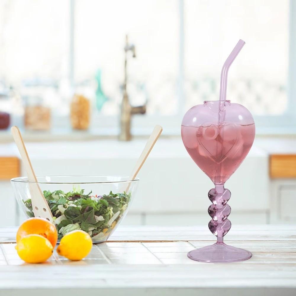 Transparent Heart Shaped Glass Large Capacity Juice Drink Glass Unique Cocktail Glasses Pub