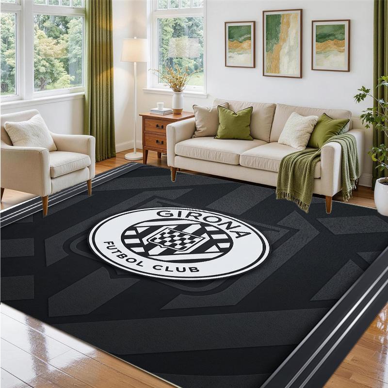 Girona FC Design Crystal Velvet Rug Soft Decorative Mat for Bedroom Entrance