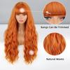 MERISIHAIR Long Wavy Orange Women Wig with Bangs Synthetic Fiber Cosplay Daily Wear Long Natural Wavy Wig Ombre Color