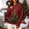 Women's Casual Long Sleeve Christmas Print Neck Pullover Sweatshirt Top