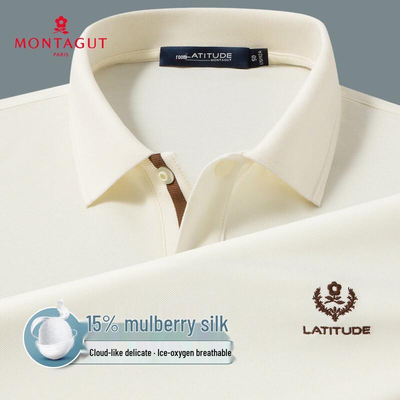 

MONTAGUT Men s Silk Blend Breathable Short Sleeve Polo Shirt XL