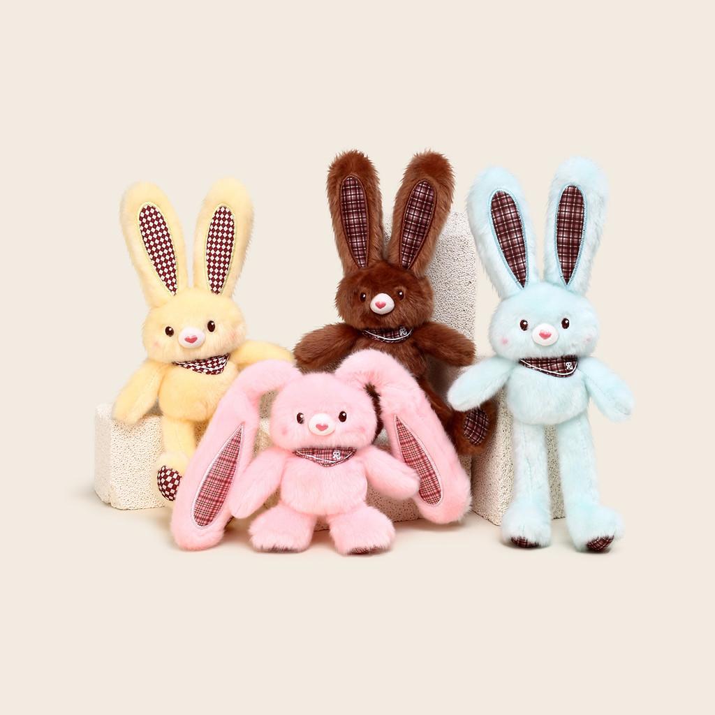 Cute Long Ear Plaid Rabbit Plush Doll Toy Pendant For Gifts And Decor