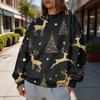 Women's Christmas Print Crewneck Sweatshirt Casual Holiday Pullover Top for Festive Wear