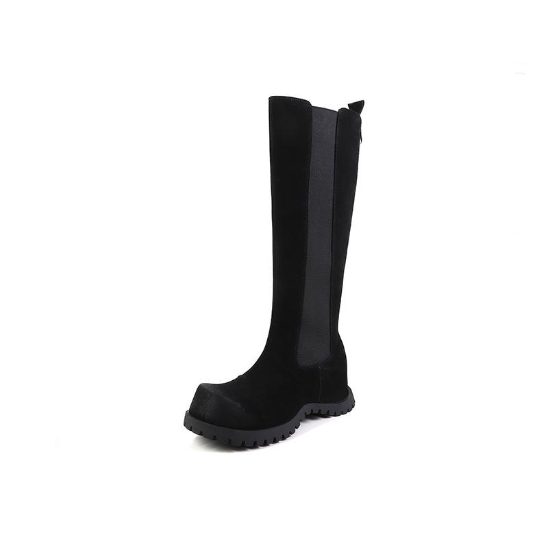 

2025 autumn and winter retro thick-soled inner height-increasing boots, but knee-high knight boots, small spice girls, cigarette boots, women 40 чорний