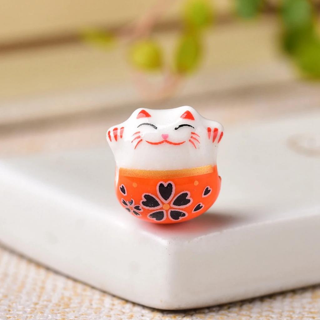 10pcs 14mm Through Hole Fortune Cat Raise Claws Ceramic Porcelain Loose Beads For Jewelry Making Accessories DIY Crafts Findings Creativity Beads