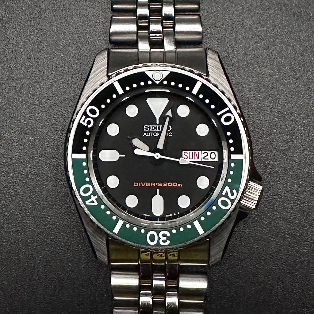 SEIKO Ceramic Bezel Inner for SKX013 SKX015 Aftermarket Part MOD Custom Part Sprite Flat Green Luminous 7S26-0030 33.7mm Etc