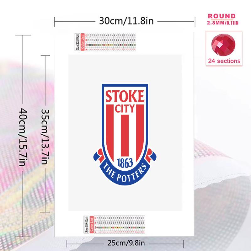Stoke City logo Pattern  3pcs 100% Round Full Drill 5D DIY Diamond Painting Embroidery Cross Stitch Rhinestone Décor