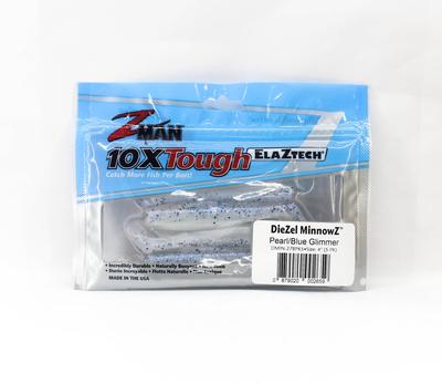 Zman Soft Lure Diezel MinnowZ 4 Inch 5/Pack Pearl Blue Glimmer (2659)