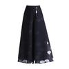 Women's Summer Chiffon Wide-Leg Culottes: High-Waisted, Split, Loose, Slimming, Nine-Tenths Length.