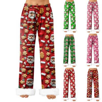 Women's Fashionable Casual Pants, Christmas  Print Pants