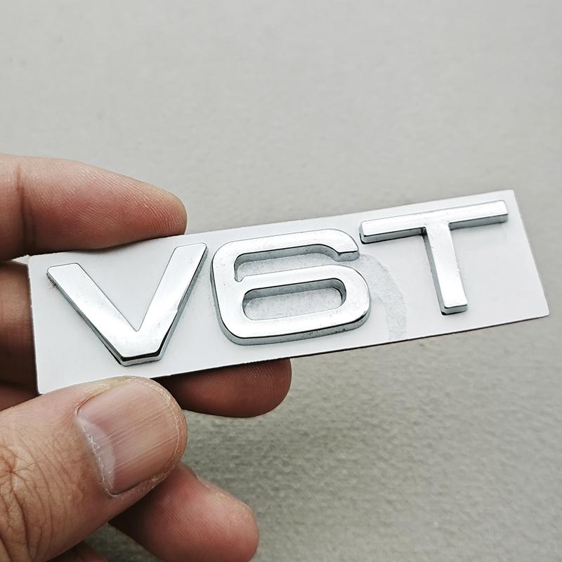 3D Metal Car Sticker Fender Side Badge Logo V6T V8T Rear Trunk Emblem Decals For Audi S4 S5 S7 A6 SQ7 SQ5 Q8 S8 Auto Accessories
